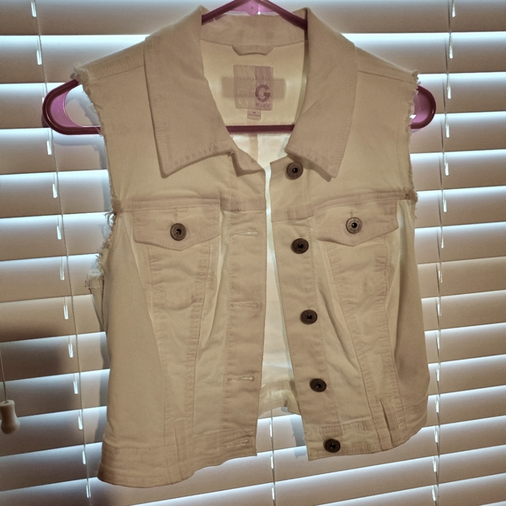 white denim vest
